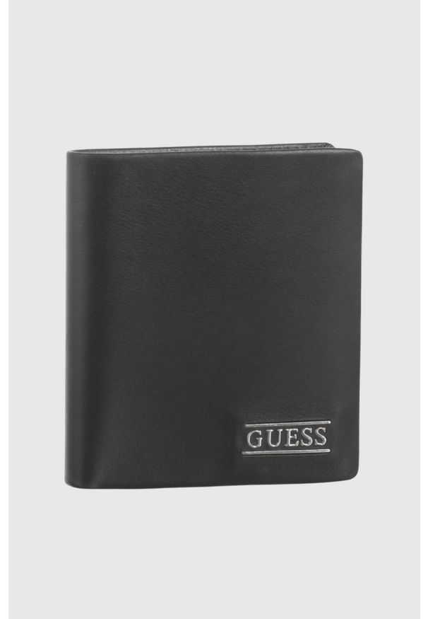 Guess - GUESS Czarny portfel męski Torino Bifold. Kolor: czarny. Materiał: skóra