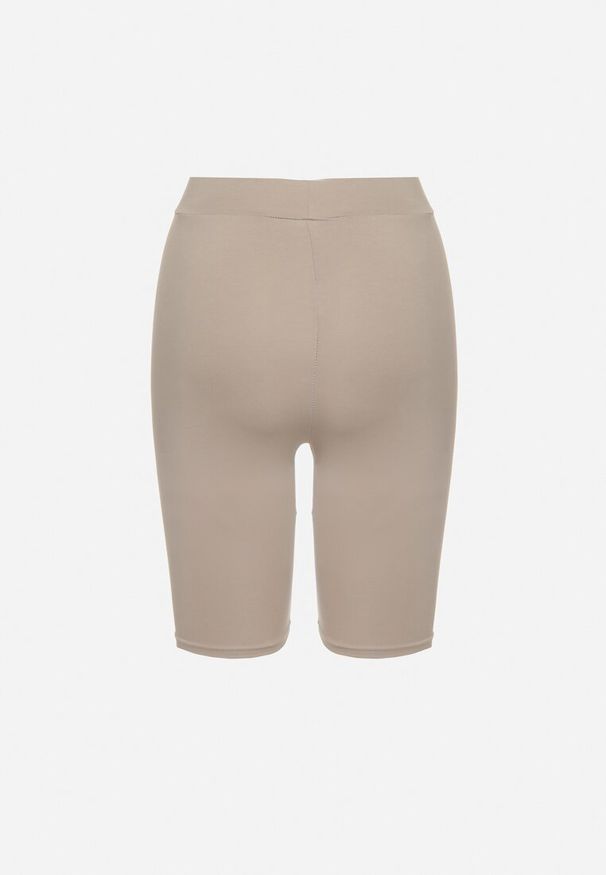 Born2be - Jasnoszare Bawełniane Szorty Kolarki przed Kolano z Elastyczną Gumką w Pasie Harmmonia. Okazja: na co dzień. Kolor: szary. Materiał: bawełna. Styl: casual, elegancki