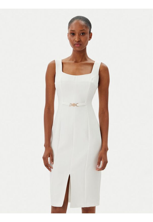 Fracomina Sukienka koktajlowa FR25SD2001W42901 Écru Slim Fit. Materiał: syntetyk. Styl: wizytowy