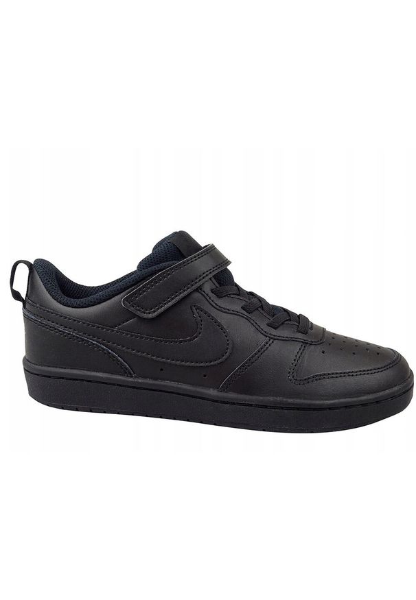 Buty Sportowe Dziecięce Nike Court Borough Low 2 Psv. Okazja: na co dzień. Zapięcie: rzepy. Kolor: czarny. Materiał: skóra. Model: Nike Court. Sport: turystyka piesza