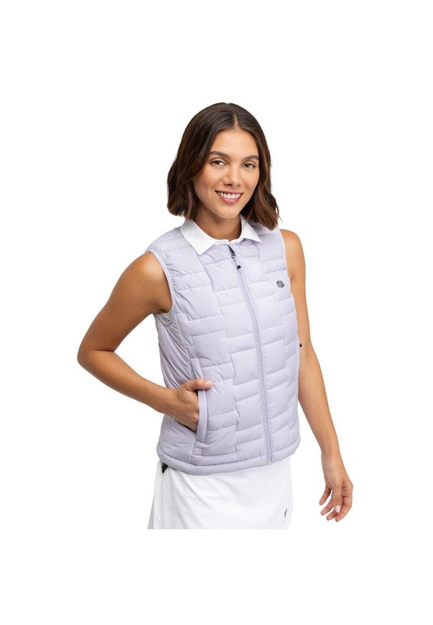 SIROKO - Damska ocieplana kamizelka golfowa Siroko Pinilla Lilac. Typ kołnierza: golf. Kolor: niebieski. Sport: golf