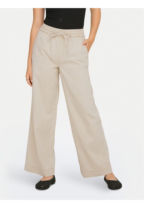 only - ONLY Spodnie materiałowe Maisa 15367380 Beżowy Wide Leg. Kolor: beżowy. Materiał: bawełna