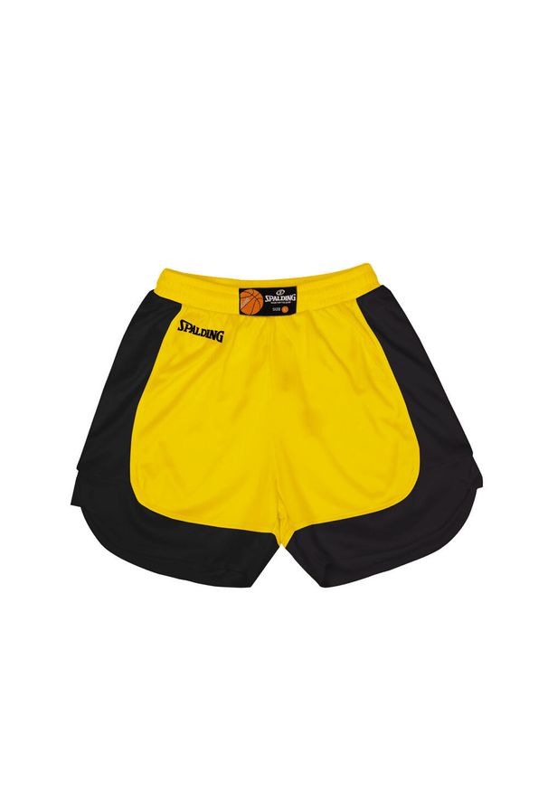 SPALDING - Szorty dla dzieci Spalding Hustle. Kolor: czarny, żółty, wielokolorowy. Styl: sportowy. Sport: koszykówka