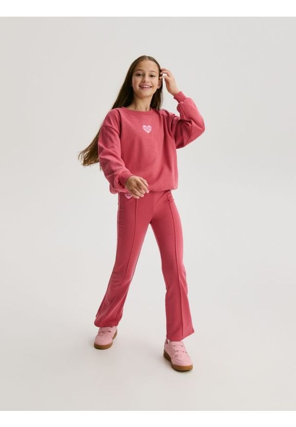 Reserved - Dzianinowy komplet z bawełną - różowy. Kolor: różowy. Materiał: dzianina, bawełna