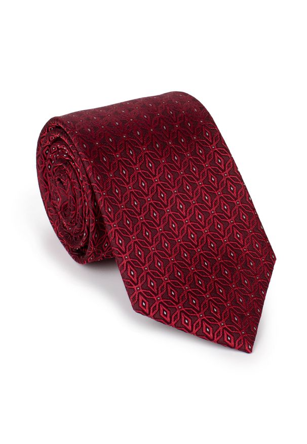 Wittchen - Krawat z jedwabiu we wzory czerwono-beżowy. Kolor: beżowy, czerwony, wielokolorowy. Materiał: jedwab. Wzór: gładki. Styl: elegancki