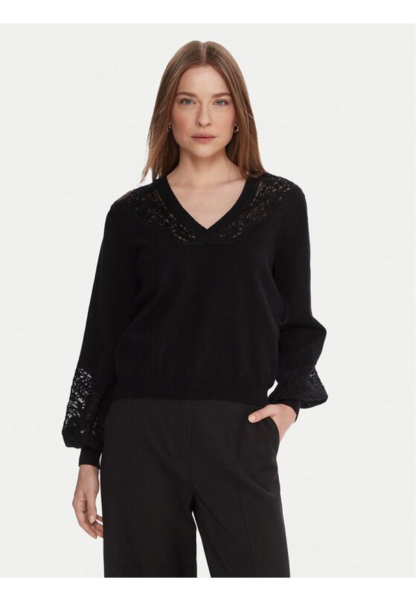 TwinSet - TWINSET Sweter 252TT3440 Czarny Regular Fit. Kolor: czarny. Materiał: syntetyk