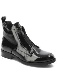 Czarne Botki S.Barski Ocieplane Obuwie Damskie. Okazja: na co dzień. Kolor: czarny. Materiał: materiał, lakier. Sezon: zima, jesień. Obcas: na obcasie. Styl: elegancki, casual. Wysokość obcasa: niski #1