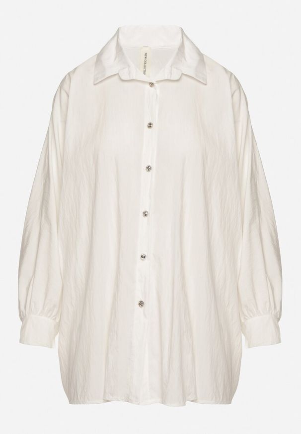 Born2be - Biała Koszula z Wiskozą o Kroju Nietoperza Sonaretia. Okazja: na imprezę, na co dzień. Typ kołnierza: kołnierzyk klasyczny. Kolor: biały. Materiał: wiskoza. Styl: casual, klasyczny, elegancki