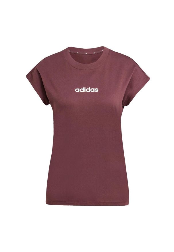 Adidas - Koszulka Essentials Linear Cotton. Kolor: brązowy, różowy, wielokolorowy. Materiał: bawełna
