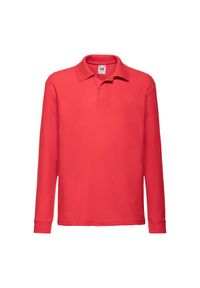 FRUIT OF THE LOOM - Koszulka Polo Z Długim Rękawem Dla Dzieci. Typ kołnierza: polo. Kolor: czerwony. Długość rękawa: długi rękaw. Długość: długie