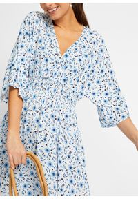 bonprix - Długa sukienka z czystej wiskozy. Kolor: niebieski. Materiał: wiskoza. Wzór: nadruk. Styl: elegancki. Długość: maxi #2