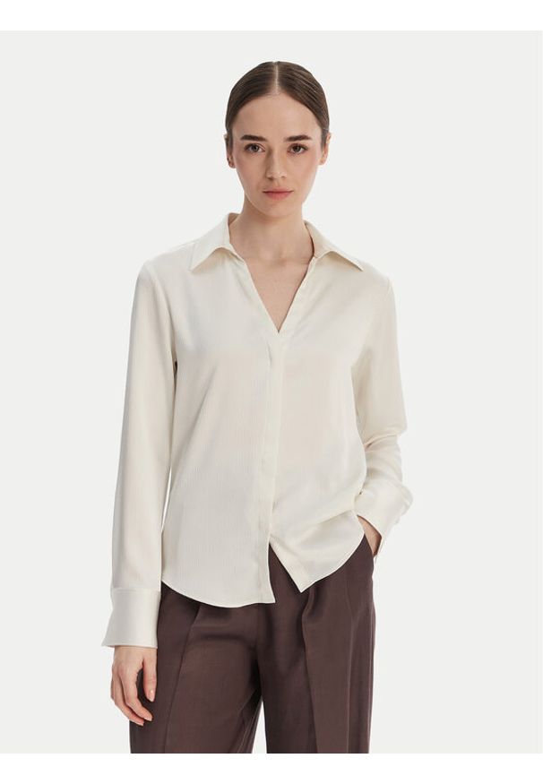 Calvin Klein Koszula Hammered LV044F129G Écru Regular Fit. Materiał: syntetyk