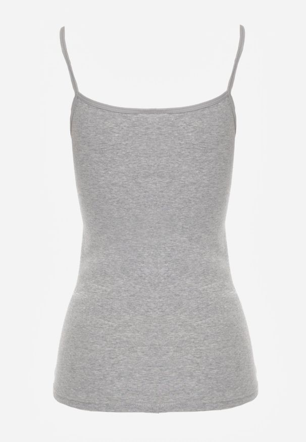 Born2be - Ciemnoszary Bieliźniany Top z Bawełny Ozdobiony Koronkową Lamówką Bervina. Kolor: szary. Materiał: bawełna, koronka. Wzór: aplikacja