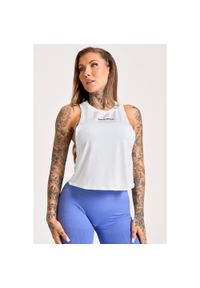GYM GLAMOUR - Tank Top fitness damski Gym Glamour fitness damski Gym Glamour sport. Kolor: biały. Styl: glamour, sportowy #1