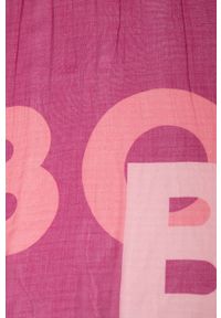 BOSS - Boss chusta z wełną kolor różowy wzorzysta. Kolor: różowy. Materiał: wełna