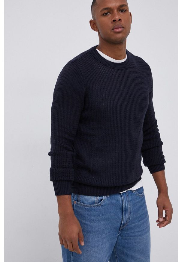 Jack & Jones - Sweter. Okazja: na co dzień. Kolor: niebieski. Materiał: dzianina. Długość rękawa: długi rękaw. Długość: długie. Styl: casual