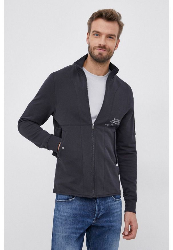 G-Star RAW - G-Star Raw Bluza bawełniana męska kolor granatowy z nadrukiem. Okazja: na co dzień. Kolor: niebieski. Materiał: bawełna. Wzór: nadruk. Styl: casual