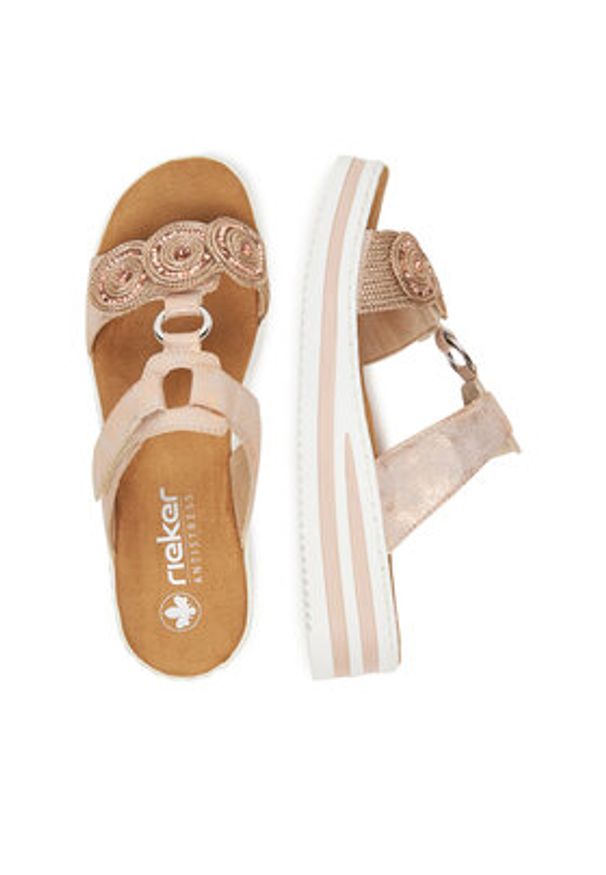 Rieker Klapki CEO-V0200-90 Różowy. Kolor: różowy. Materiał: materiał