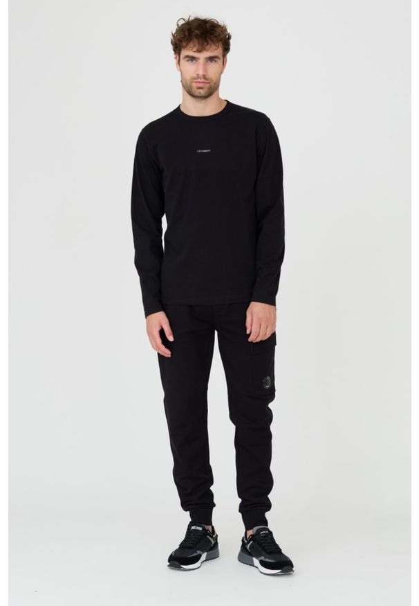 C.P. Company - C.P. COMPANY Czarny męski bawełniany longsleeve, Rozmiar M. Kolor: czarny. Materiał: bawełna. Długość rękawa: długi rękaw