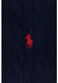 Polo Ralph Lauren szalik wełniany kolor granatowy gładki. Kolor: niebieski. Materiał: wełna. Wzór: gładki #2