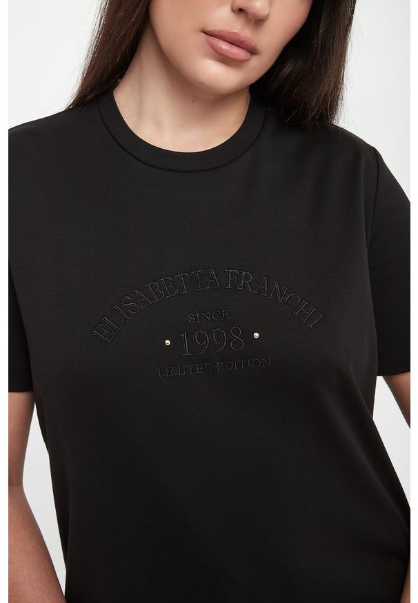 Elisabetta Franchi - T-shirt damski z logo ELISABETTA FRANCHI