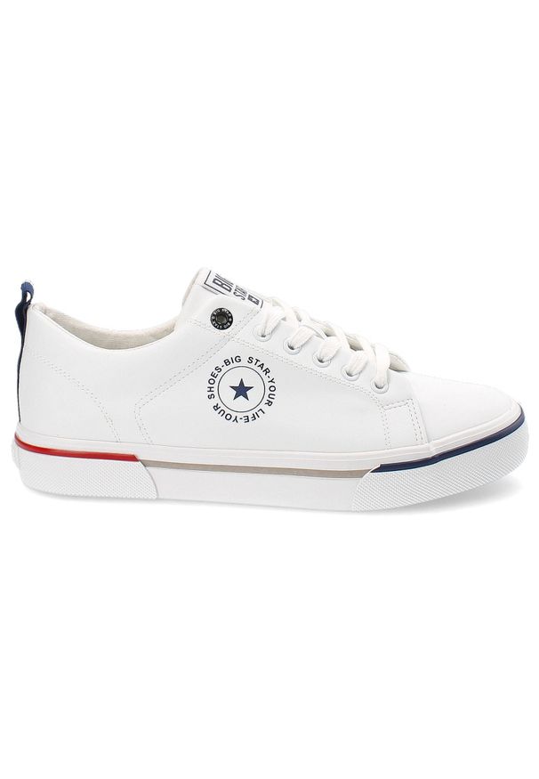 Big-Star - Białe Trampki Big Star Sportowe Obuwie Męskie. Kolor: biały. Materiał: skóra ekologiczna, jeans. Sezon: lato. Styl: sportowy