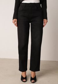 Born2be - Czarne Proste Jeansy z Wysokim Stanem z Bawełną i Domieszką Wiskozy Dhysrelle. Okazja: na co dzień, na spotkanie biznesowe. Stan: podwyższony. Kolor: czarny. Styl: biznesowy, klasyczny, casual #3