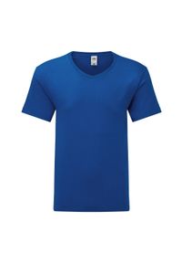 FRUIT OF THE LOOM - Koszulka Unisex Dla Dorosłych Z Dekoltem W Serek. Typ kołnierza: dekolt w serek. Kolor: niebieski