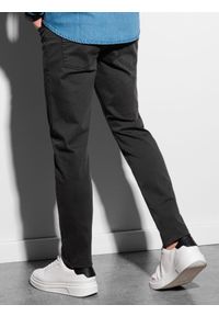 Ombre Clothing - Spodnie męskie chino P990 - czarne - M. Okazja: na co dzień. Kolor: czarny. Materiał: elastan, bawełna. Styl: casual, klasyczny, elegancki #3