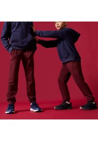 DOMYOS - Spodnie dresowe dla dzieci Domyos. Kolekcja: plus size. Kolor: brązowy. Materiał: dresówka