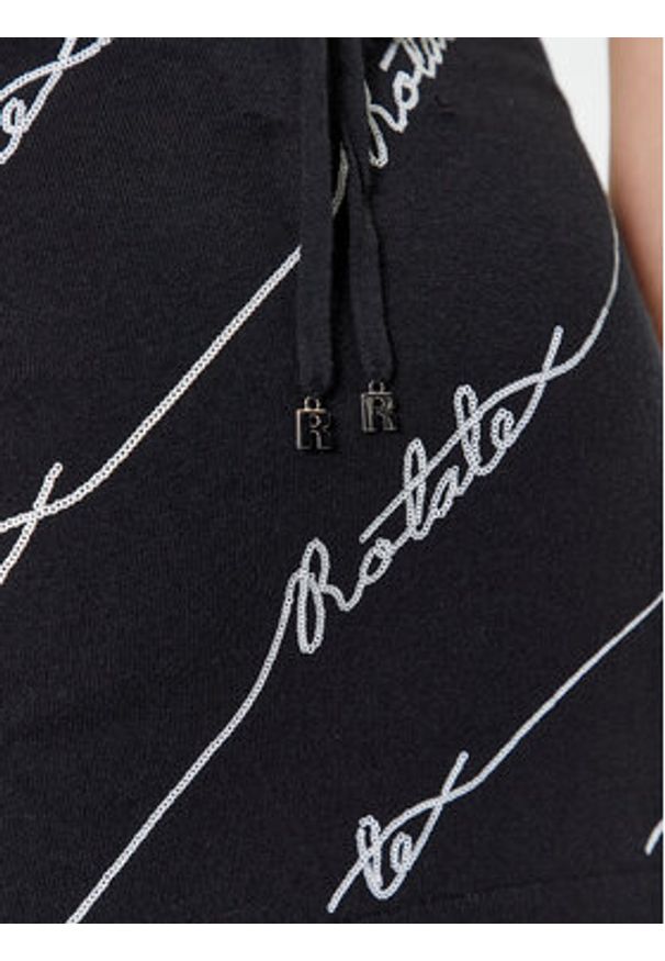 ROTATE Sukienka dzianinowa Sequin Logo 110112100 Czarny Slim Fit. Kolor: czarny. Materiał: bawełna