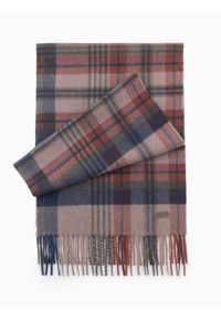 Ombre Clothing - Szalik męski w szkocką kratę z frędzlami – brązowo-ceglasty V2. Okazja: na co dzień. Kolor: brązowy. Materiał: wiskoza, tkanina, poliester, materiał. Styl: casual #4