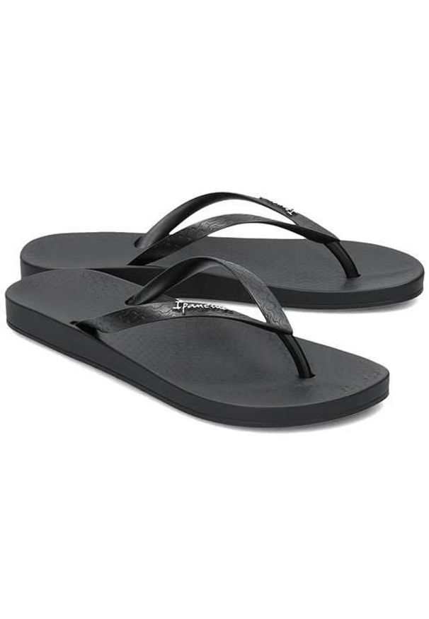 Japonki damskie Ipanema 82591 20766. Okazja: na plażę. Kolor: czarny. Materiał: syntetyk, tkanina, materiał