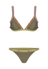 LILY&ROSE - Błyszczące bikini Vega. Kolor: zielony. Materiał: materiał. Wzór: aplikacja #2