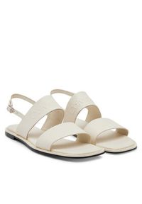 Calvin Klein Sandały Flat Sandal - He HW0HW02377 Écru. Materiał: skóra #4
