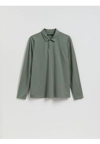 Reserved - Koszulka polo z bawełną merceryzowaną - zielony. Typ kołnierza: polo. Kolor: zielony. Materiał: bawełna
