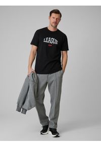 4f - 4F T-shirt regular z nadrukiem męski - czarny M. Okazja: na co dzień. Kolor: czarny. Materiał: dzianina, bawełna, materiał. Wzór: nadruk. Styl: casual #2