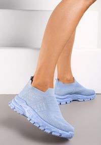 Renee - Niebieskie Sneakersy z Elastyczną Cholewką na Grubej Podeszwie Alamissa. Kolor: niebieski. Szerokość cholewki: normalna