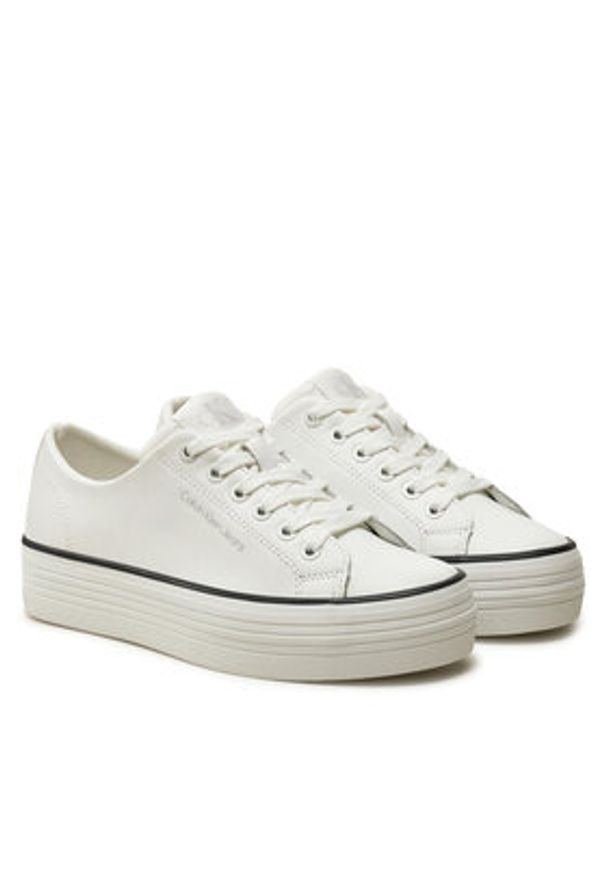 Calvin Klein Jeans Tenisówki Bold Vulc Flatf Low Lth In YW0YW01633 Biały. Kolor: biały. Materiał: skóra