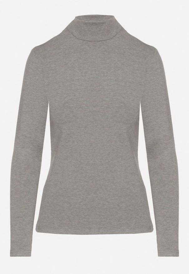 Born2be - Szara Bluzka Golf Typu Longsleeve Altera. Okazja: na co dzień, do pracy. Typ kołnierza: golf. Kolor: szary. Materiał: jeans. Długość rękawa: długi rękaw. Styl: elegancki, casual