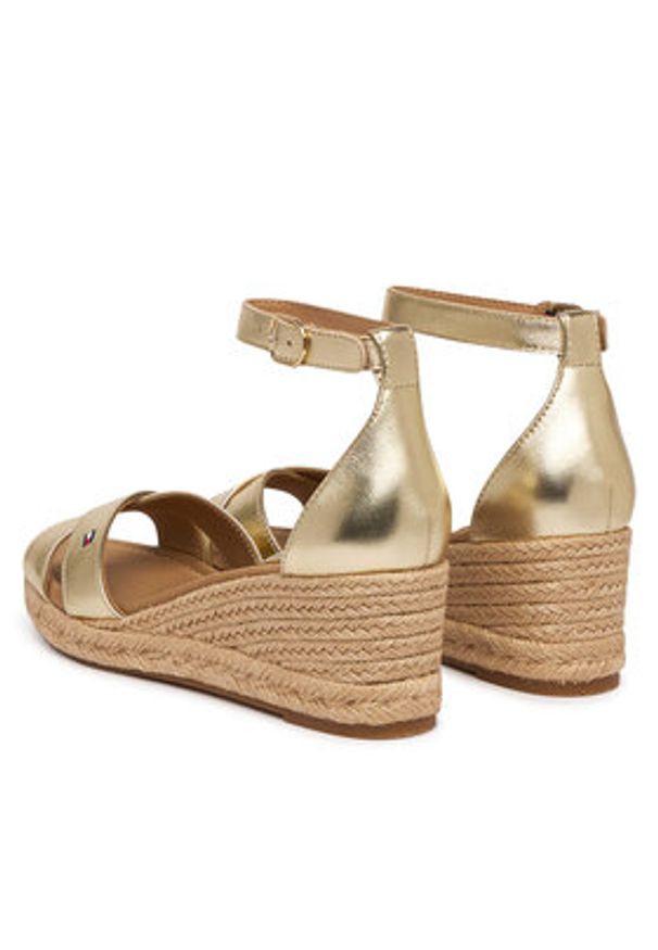 TOMMY HILFIGER - Tommy Hilfiger Espadryle Metalic Crossover Strap FW0FW09333 Złoty. Kolor: złoty. Materiał: skóra, syntetyk
