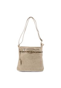 Torebka damska Rieker, z tekstylnego materiału o plecionej strukturze z regulowanym paskiem na ramię praktyczną kieszenią z przodu i lekką wygodną fo. Kolor: beżowy. Wzór: motyw zwierzęcy. Sezon: lato. Materiał: skórzane. Styl: elegancki, wakacyjny, casual. Rodzaj torebki: na ramię #6
