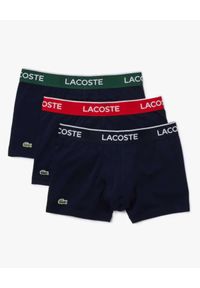 Lacoste - LACOSTE - Bokserki z kontrastowym paskiem 3-pack. Kolor: niebieski. Materiał: bawełna. Wzór: haft #5