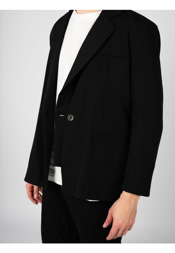 La Haine Inside Us Marynarka | P25023RM1029 | Mężczyzna | Czarny. Okazja: na co dzień. Kolor: czarny. Materiał: poliester, wiskoza, elastan. Długość: długie. Sezon: lato. Styl: klasyczny, casual, elegancki