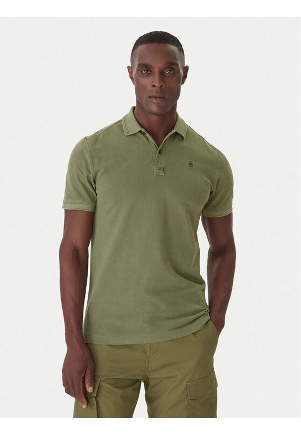 G-Star RAW - G-Star Raw Polo Dunda D11595-D756 Zielony Slim Fit. Typ kołnierza: polo. Kolor: zielony. Materiał: bawełna