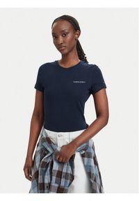 Tommy Jeans T-Shirt Ess Logo DW0DW23479 Granatowy Slim Fit. Kolor: niebieski. Materiał: bawełna #1