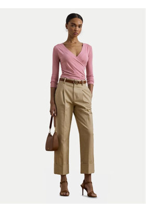 Lauren Ralph Lauren - LAUREN RALPH LAUREN Bluzka 200824366027 Różowy Slim Fit. Kolor: różowy. Materiał: wiskoza