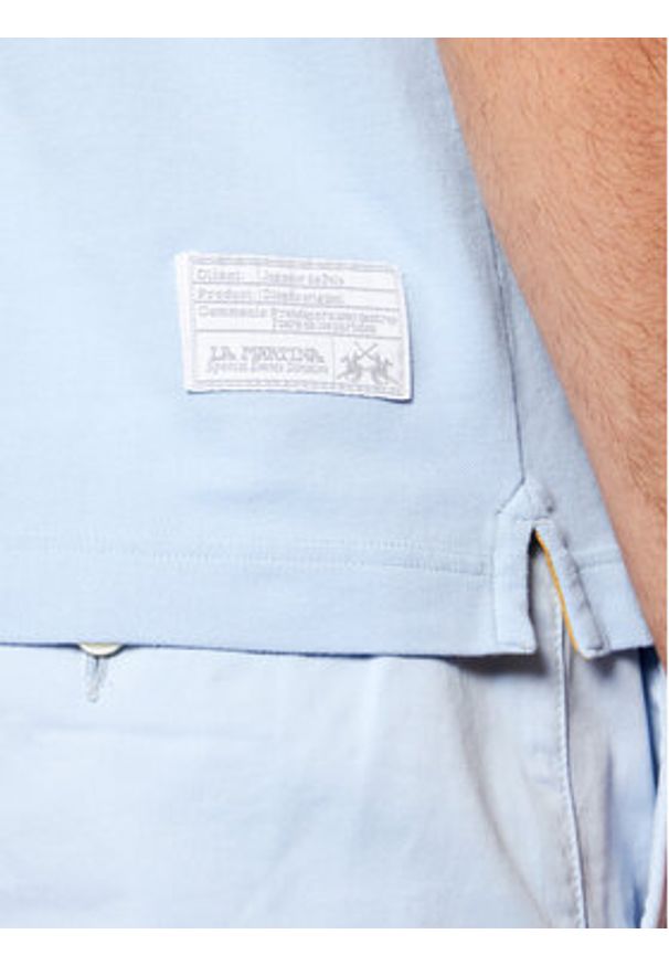 La Martina Polo CCMP01 PK001 Błękitny Regular Fit. Typ kołnierza: polo. Kolor: niebieski. Materiał: bawełna
