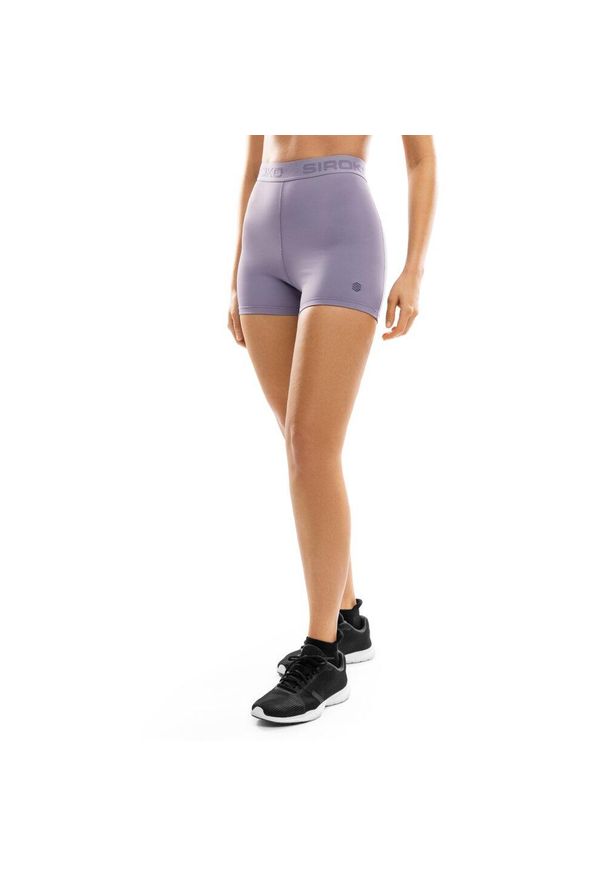 SIROKO - Damskie krótkie legginsy treningowe Fitness Siroko Eyre. Kolor: fioletowy. Materiał: materiał. Długość: krótkie. Sport: fitness