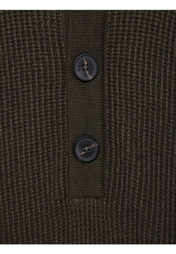 Big-Star - Sweter męski z kapturem khaki Carlson 303. Okazja: na co dzień, na spacer. Typ kołnierza: kaptur. Kolor: zielony. Materiał: jeans, bawełna, dzianina, materiał. Wzór: ze splotem, aplikacja. Styl: vintage, casual